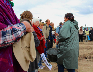 Giving out Sacred Water