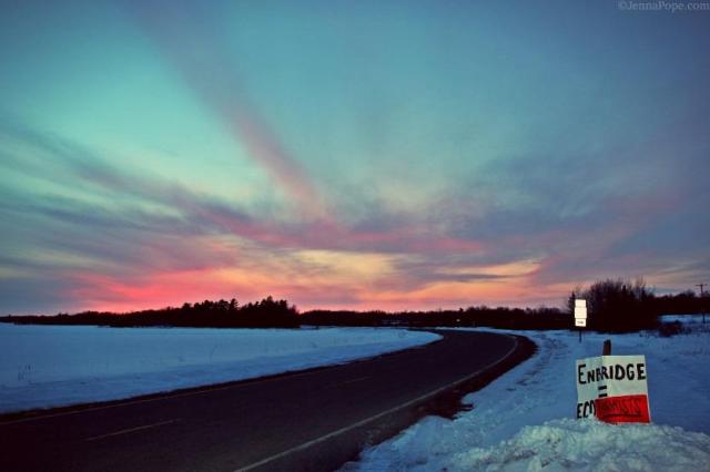 Sign – Enbridge=Eco-terrorists / Photo by Jenna Pope