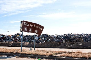 A growing landfill of debris on Rockaway beach