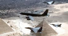 American planes fly over the pyramids