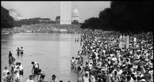 How it was.... people waded in the reflecting pool