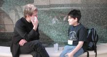 Photo: Lawrence Lessig sitting with Aaron Swartz as a child