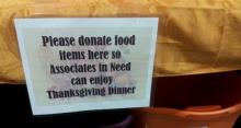 A Thanksgiving food drive for Walmart workers....at Walmart
