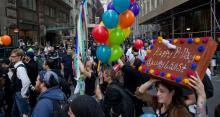 Occupy Wall Street protesters gathered on Monday near Zuccotti Park in Lower Manhattan