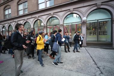 Cooper Union students at a protest in May 