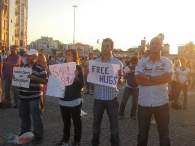 Standing people in Taksim, June 20.