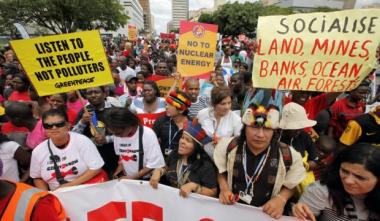 Activists outside the UN climate change conference (COP17) in Durban, South Africa.