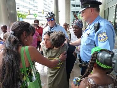 Cheri Honkala, Green Party Vice Presidential nominee, engaged in nonviolent civil disobedience at an Occupy Fannie Mae action