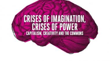 picture of a pink brain with the book title crisis of imagination crisis of power: capitalism, creativity, and the commons