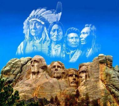 Photo Native American's hovering over Mount Rushmore