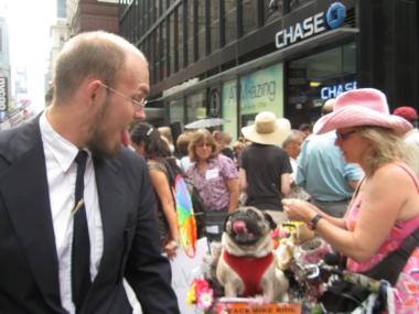 Peter Rugh with Olive the pup and Nadette Stasa. Image 2: Undercover cop who later outed herself.