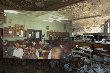 Detroit, then and now. An abandoned school.