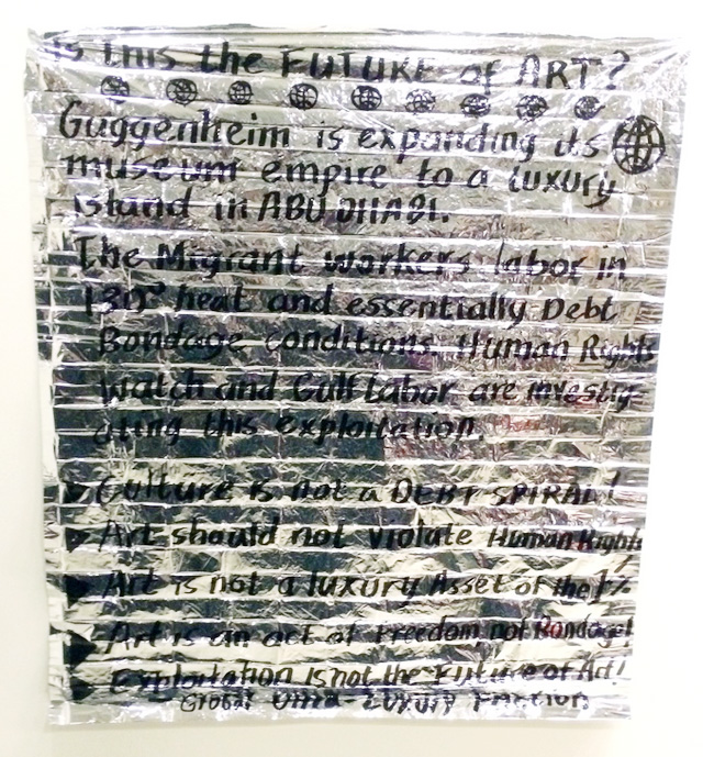 The coalition's manifesto that was placed on the wall of the museum and read by visitors.