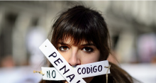 Spanish woman protesting